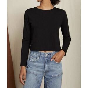 AMO Babe Tee Long Sleeve XS Black Minimalist Casual Cropped Classic